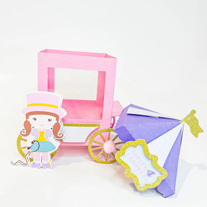 Big Top Circus Carriage Favor Boxes – Pastel Girl Birthday Party Favors, Set of 6 Mi tienda