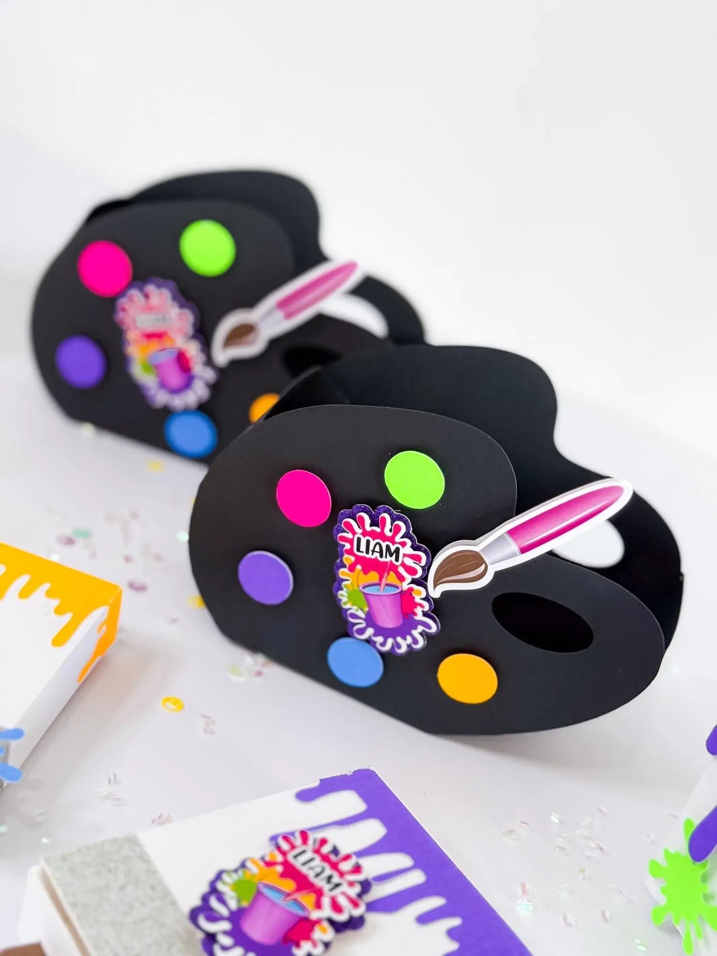 Personalized Paint-Themed Party Favor Boxes – Fun Art Candy Holders for Kids’ Birthday Celebrations – 4 Pcs Mi tienda