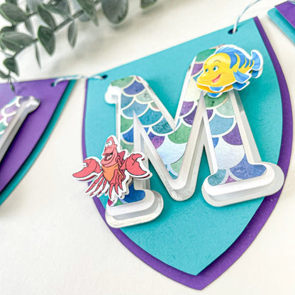 Mermaid Birthday Banner – Ariel Theme Under the Sea Party Decoration for Girls Mi tienda