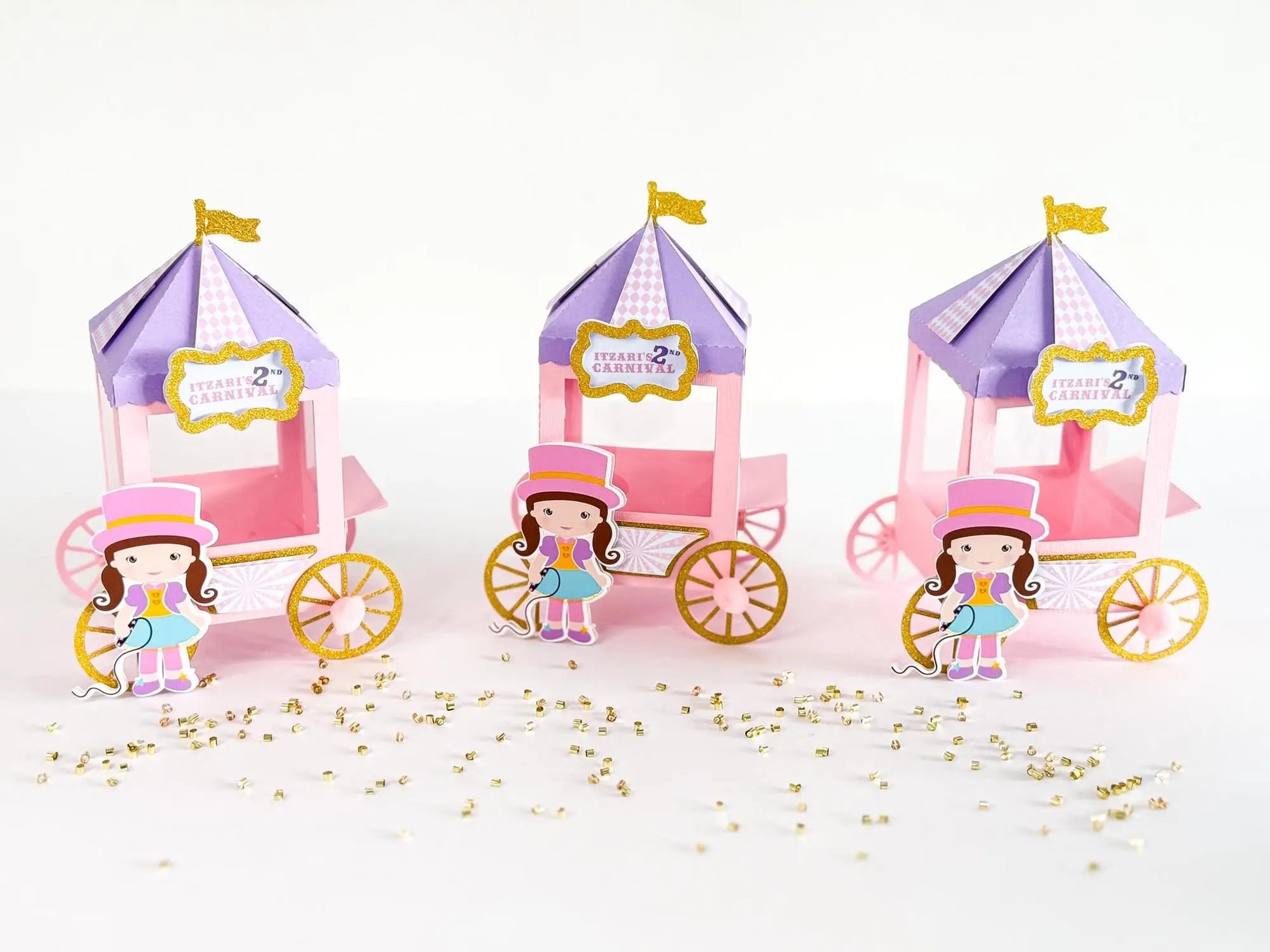 Custom Circus Carriage Treat Boxes – Personalized Pastel Birthday Favor, Set of 6 Mi tienda
