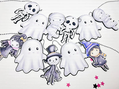 Halloween Ghost & Skeleton Garland – Cute Kids Halloween Banner, Spooky Party Bunting Mi tienda