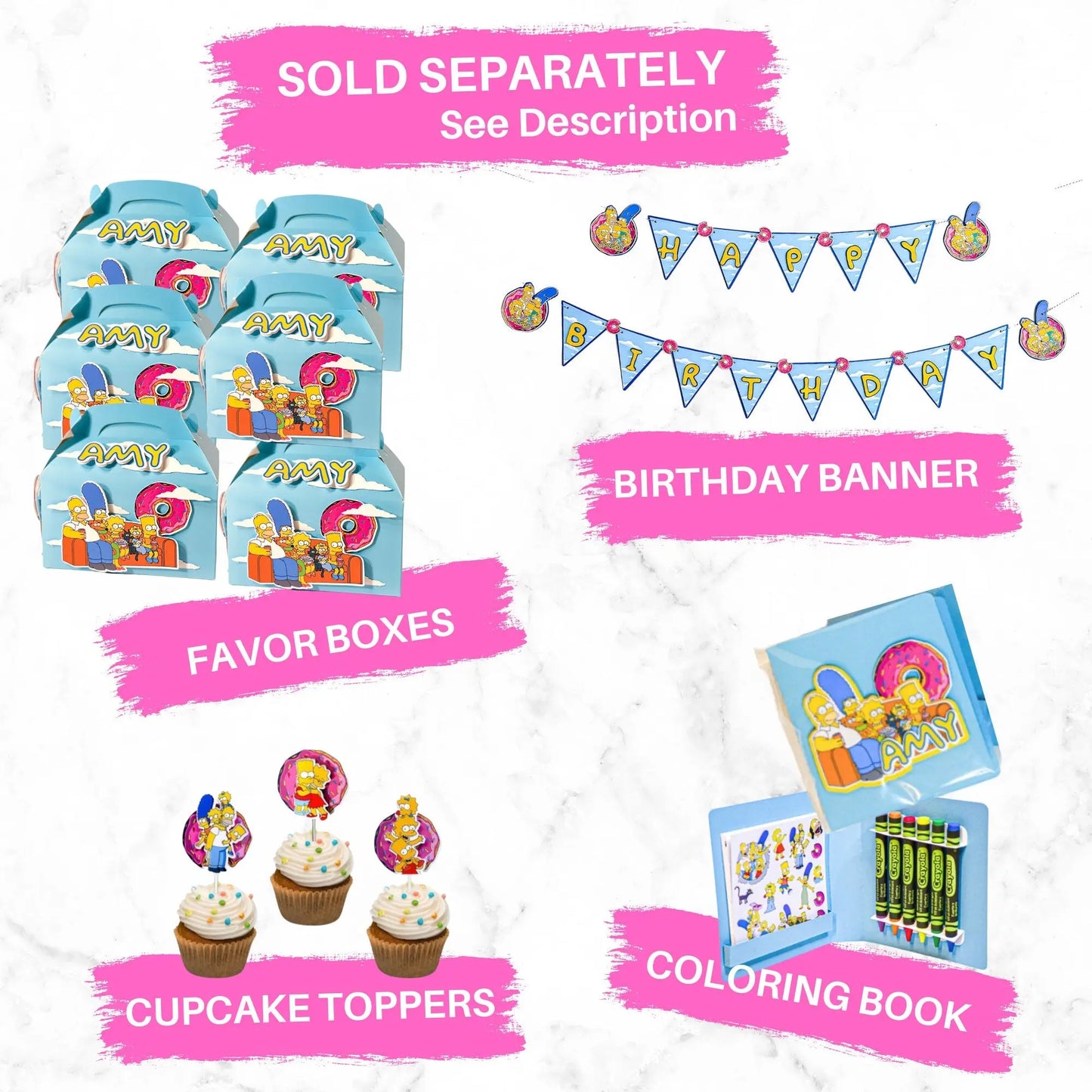 Simpsons Birthday Banner: Duff Beer Party Garland, Handmade Decoration Mi tienda