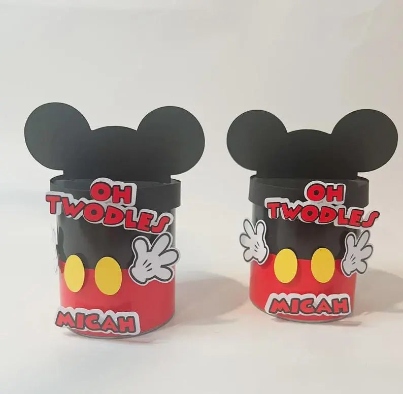 Customized Mickey and Minnie Snack Tins for Birthday Table Decor Mi tienda