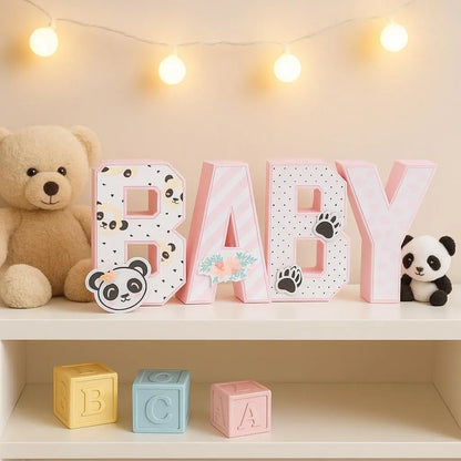 Panda Baby Shower 3D Letters | Custom Pink Black White Nursery Decor | Personalized Party Centerpiece Mi tienda