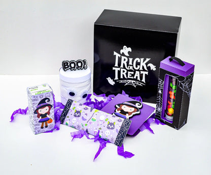 Purple Halloween Treat & Craft Box – Girls Party Favor Set, Classroom Gift, Halloween Activity Kit Mi tienda