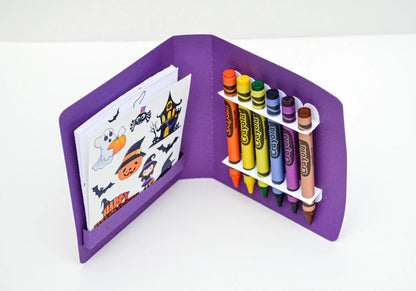 Purple Halloween Coloring Book Party Favor – Personalized Kids Activity Pack with Crayons & Stickers | Girls Halloween Gift Mi tienda
