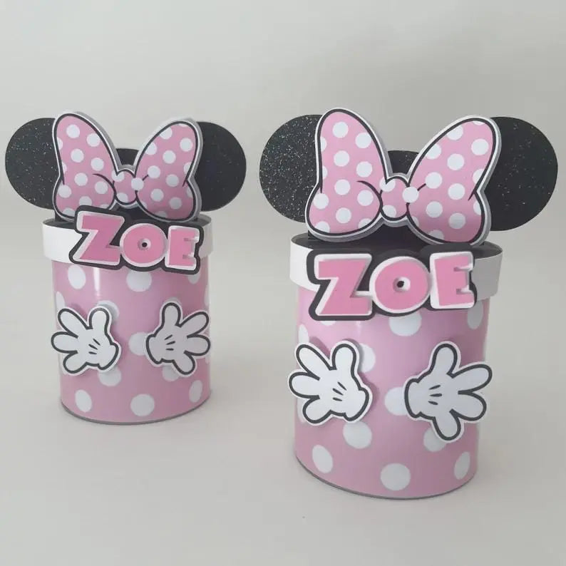 Customized Mickey and Minnie Snack Tins for Birthday Table Decor Mi tienda