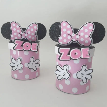 Customized Mickey and Minnie Snack Tins for Birthday Table Decor Mi tienda