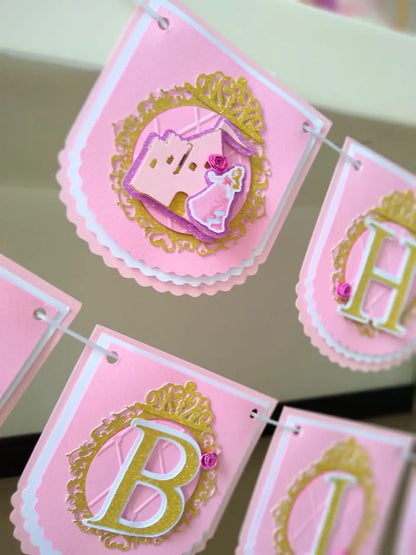 Aurora Banner, Princess Party Decorations, Sleeping Princess, Aurora Birthday, Sleeping Beauty Banner, Pink and Gold Princess Theme Mi tienda