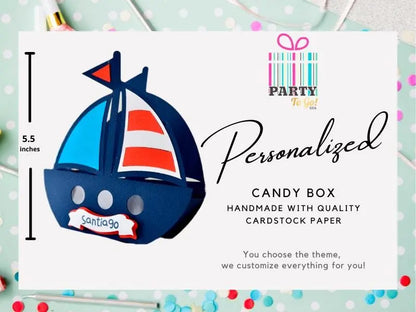 Personalized Nautical Candy Box - Sailboat Party Favor - Anchor Baby Shower Gift - Ahoy It’s a Boy Decoration - Nautical Party Favor Mi tienda
