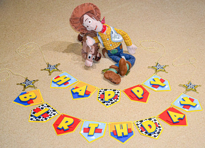 Toy Story Birthday Banner - Woody Theme, Customizable Party Decor, Cowboy Birthday Banner, Toy Story Party Decorations, Personalized Banner Mi tienda