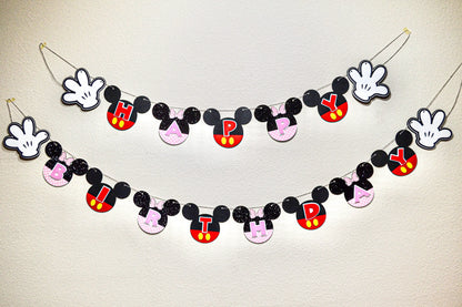 Mickey and Minnie Birthday Banner, Mickey and Minnie Party Decorations, Custom Mickey Banner, Mickey and Minnie Happy Birthday Banner Mi tienda