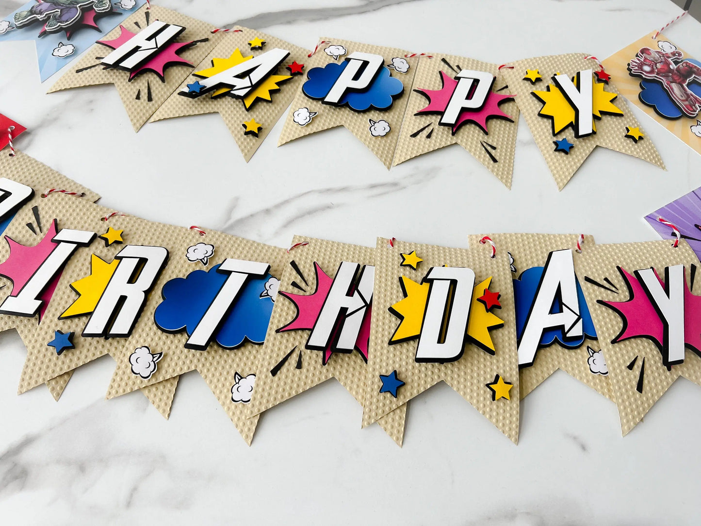 Comic Book Happy Birthday Banner, Superhero Party Decorations Mi tienda