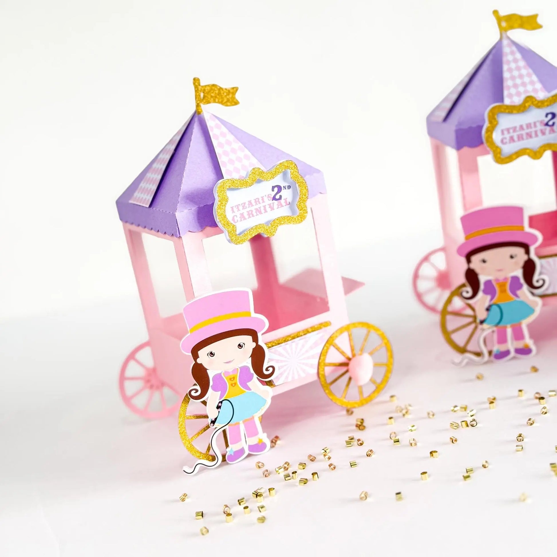 Custom Circus Carriage Treat Boxes – Personalized Pastel Birthday Favor, Set of 6 Mi tienda