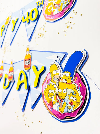 Simpsons Birthday Banner: Duff Beer Party Garland, Handmade Decoration Mi tienda