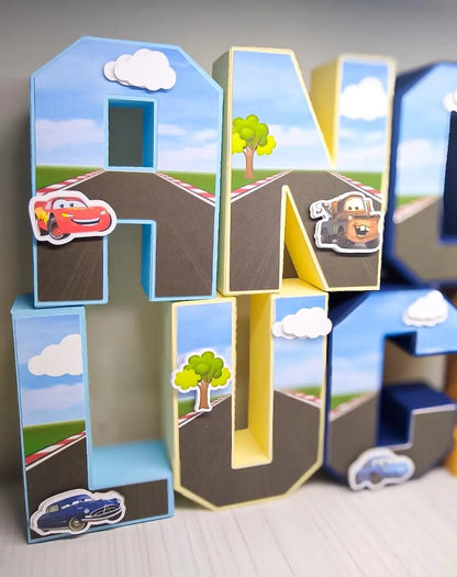 Cars 3D Letters | Personalized Cars Party Decorations | Lightning McQueen Birthday Decor | Route 66 Party Supplies | Customizable Mi tienda