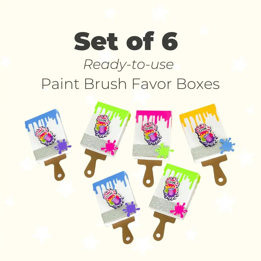 Paintbrush Party Favor Box | Art Theme Candy Holder for Kids Birthday | Artist Party Goodie Box - Set of 6 Mi tienda