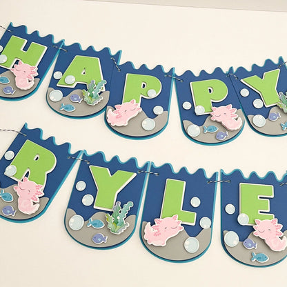 Axolotl Happy Birthday Banner Axolotl Party Decorations Ocean Theme Party Cute Axolotl Theme Party Salamander Party Axolotl Banner Mi tienda