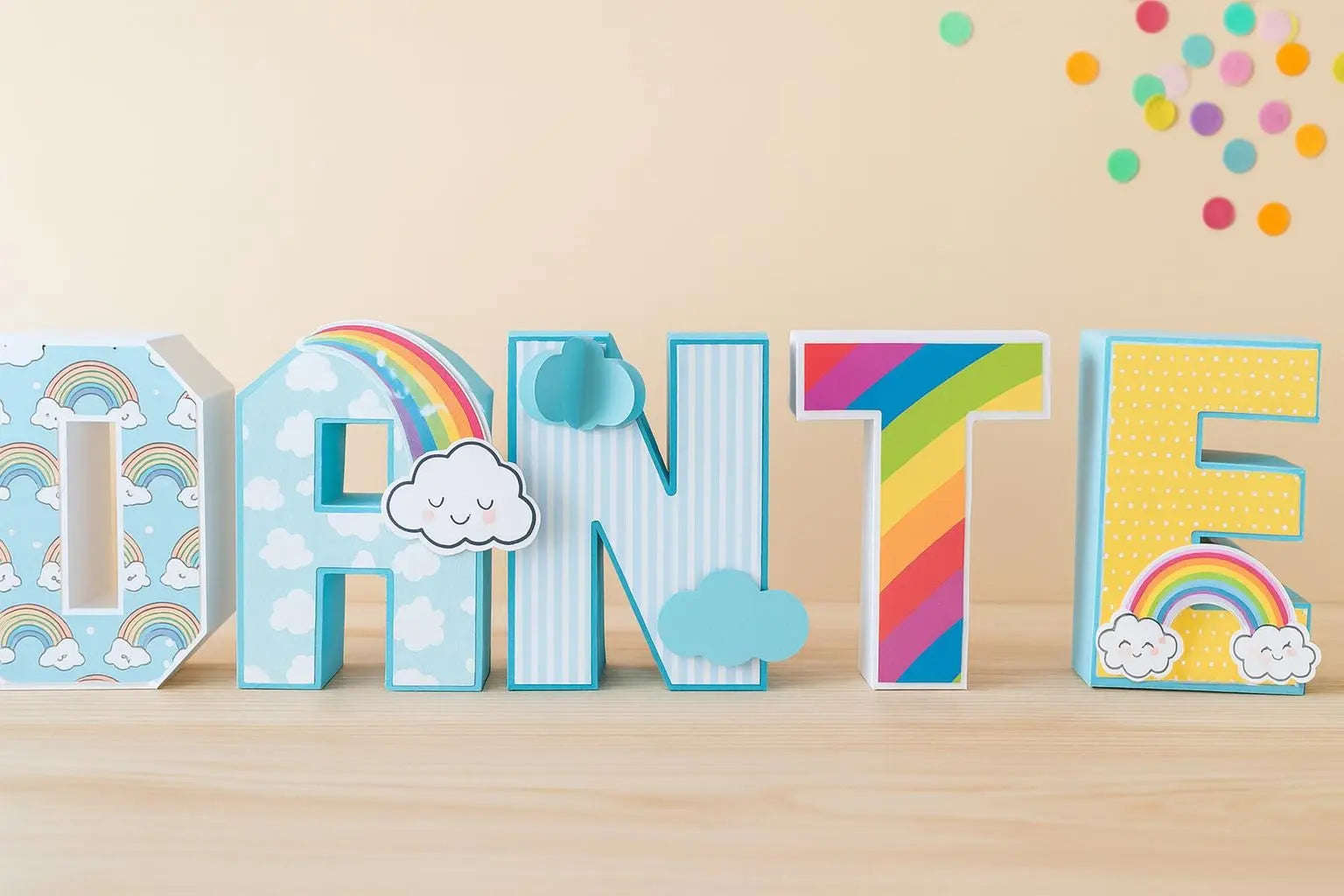Rainbow Cloud 3D Name Letters: Personalized Kids Birthday Centerpiece, Baby Shower or Nursery Decor Mi tienda