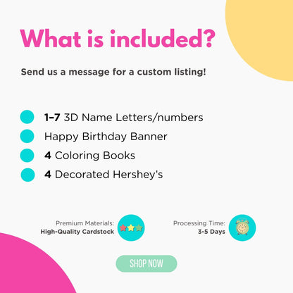 The Simpsons Birthday Party Kit – Banner, 3D Name Letters, Coloring Books & Hershey’s – Cartoon Theme Party Supplies Mi tienda