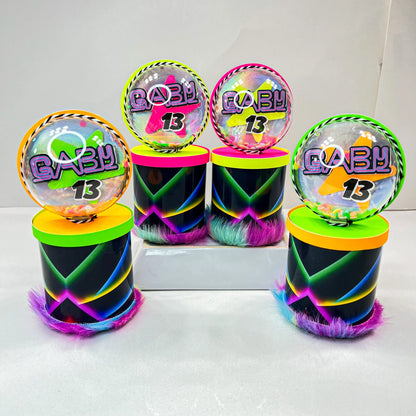 Neon Party Favors, Neon Party Decorations, Neon Birthday Decorations, Neon Party, Teens Birthday, Neon Chips Can Mi tienda