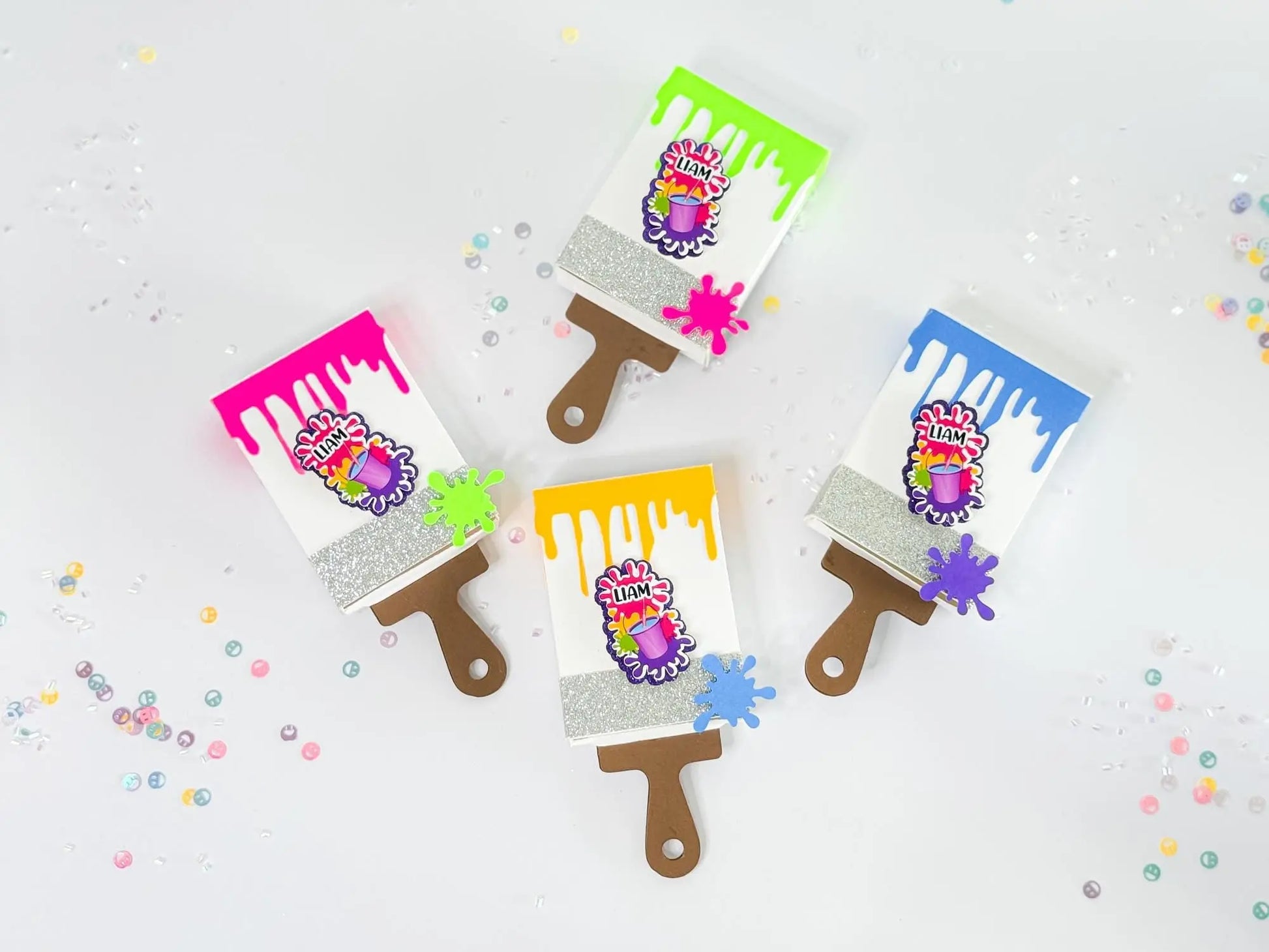 Paintbrush Party Favor Box | Art Theme Candy Holder for Kids Birthday | Artist Party Goodie Box - Set of 6 Mi tienda