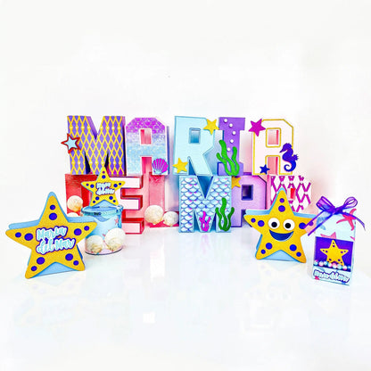 Under the Sea Birthday Party Set: Custom 3D Name Letters, Ocean Favors & Party Boxes Mi tienda