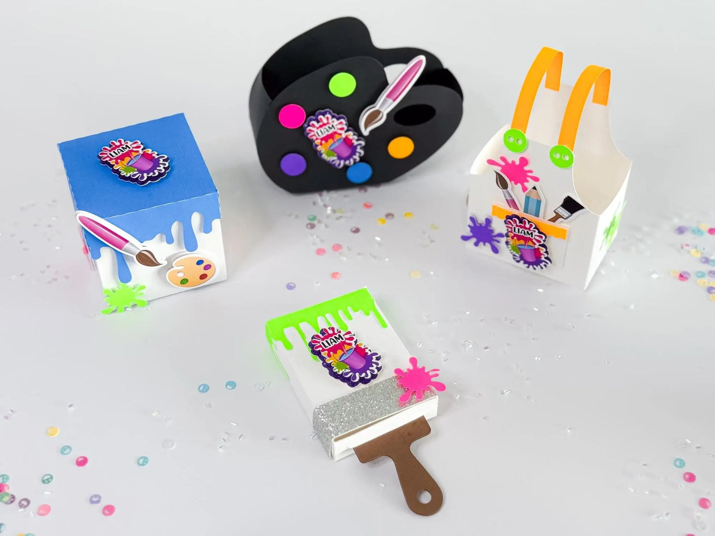 Personalized Paint-Themed Party Favor Boxes – Fun Art Candy Holders for Kids’ Birthday Celebrations – 4 Pcs Mi tienda