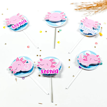 Axolotl Cupcake Toppers Axolotl Party Decorations Cute Axolotl Theme Party Pink Axolotl Toppers Axolotl Birthday Party Salamander Party Mi tienda
