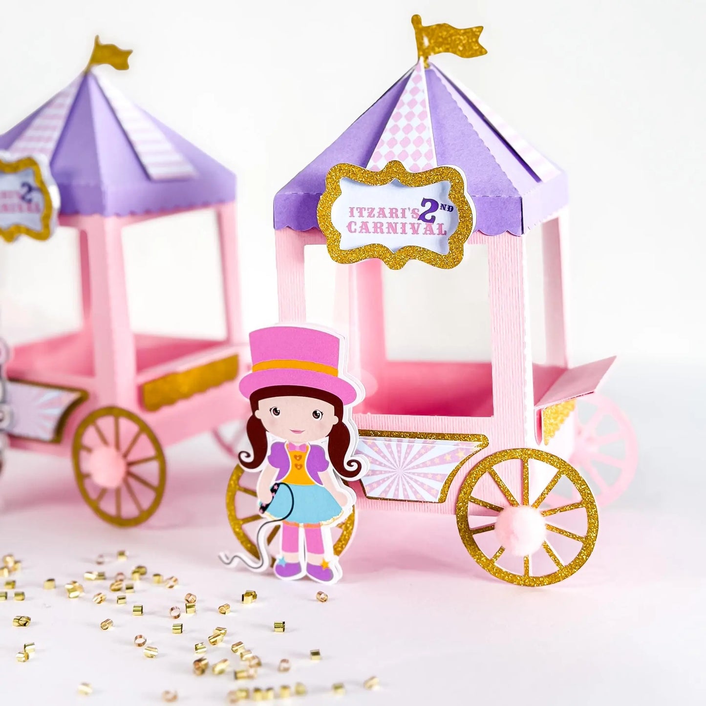 Custom Circus Carriage Treat Boxes – Personalized Pastel Birthday Favor, Set of 6 Mi tienda