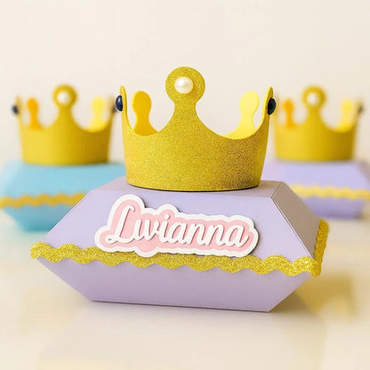Gold Crown Royal Favor Box: Glitter Princess Party Decoration Mi tienda