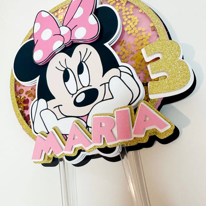 Minnie Cake Topper, Minnie Party Decorations, Minnie Mouse Birthday, Minnie Personalized Shaker Cake Topper, Minnie Theme Birthday Mi tienda