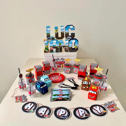 Cars Party Bundle | Lightning McQueen Birthday Supplies | 3D Letters, Banner, Favors, Candy, Plates & Race Car Decor Mi tienda