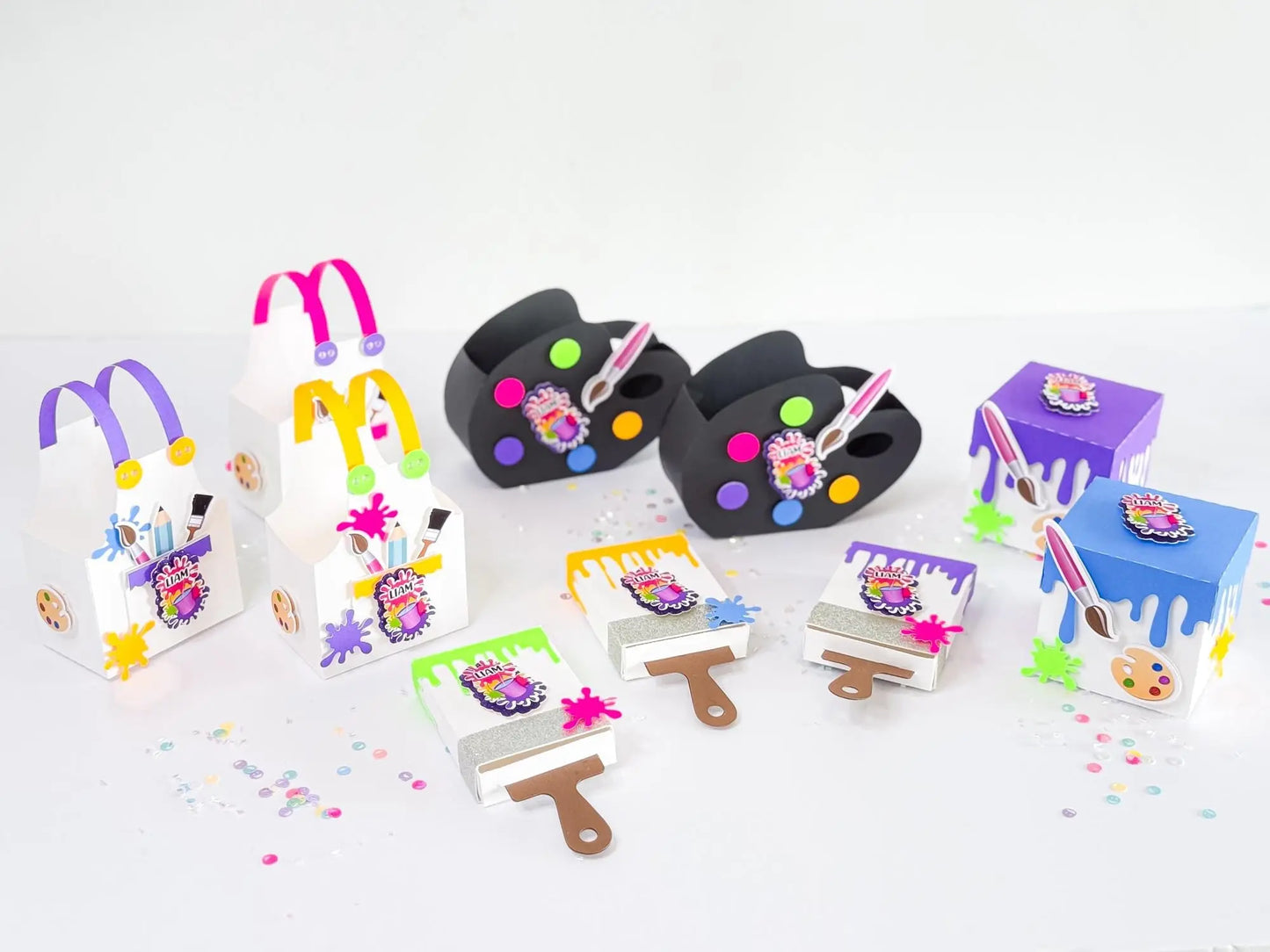 Personalized Paint-Themed Party Favor Boxes – Fun Art Candy Holders for Kids’ Birthday Celebrations – 4 Pcs Mi tienda