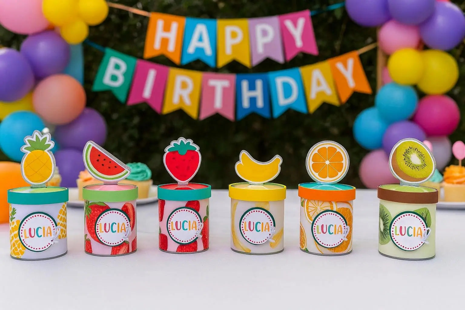 Personalized Fruit Pringles Party Favors: Tropical Birthday Decor Mi tienda