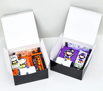 Halloween Treat & Craft Box – Kids Party Favor Set with Skittle, Hershey’s Bar, Pringles and Drink Mi tienda
