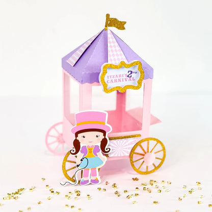 Custom Circus Carriage Treat Boxes – Personalized Pastel Birthday Favor, Set of 6 Mi tienda
