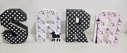 Custom 3D Paris Letters – Eiffel Tower Table Decor – Pink & Black Party Centerpieces Mi tienda
