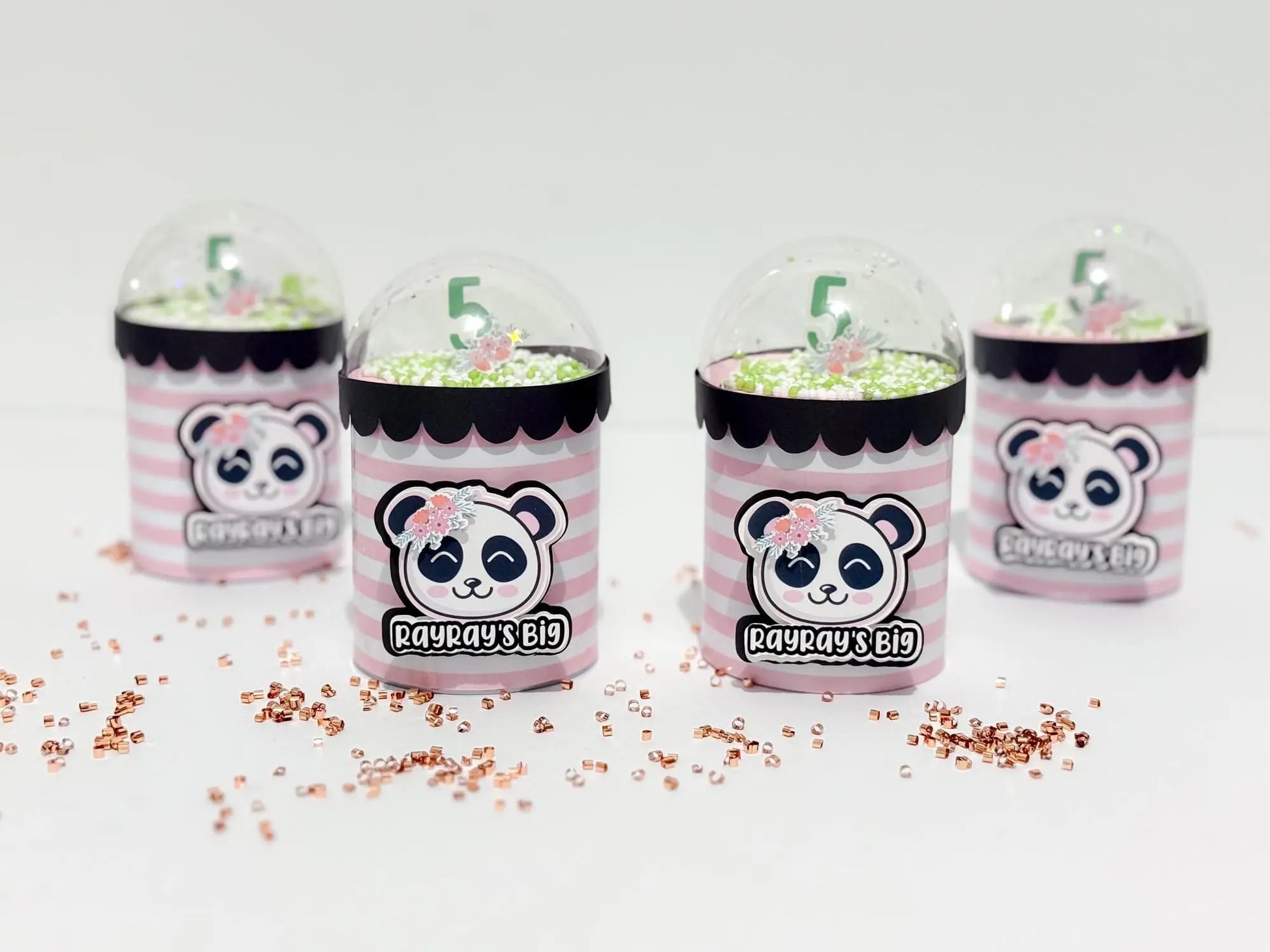 Custom Panda Pringles Favor – Girl Birthday Party Can with Dome Topper, Pink & Black Panda Theme Mi tienda