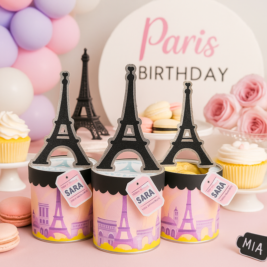 Paris Party Favors – Eiffel Tower Snack Tubes for French Birthday Theme