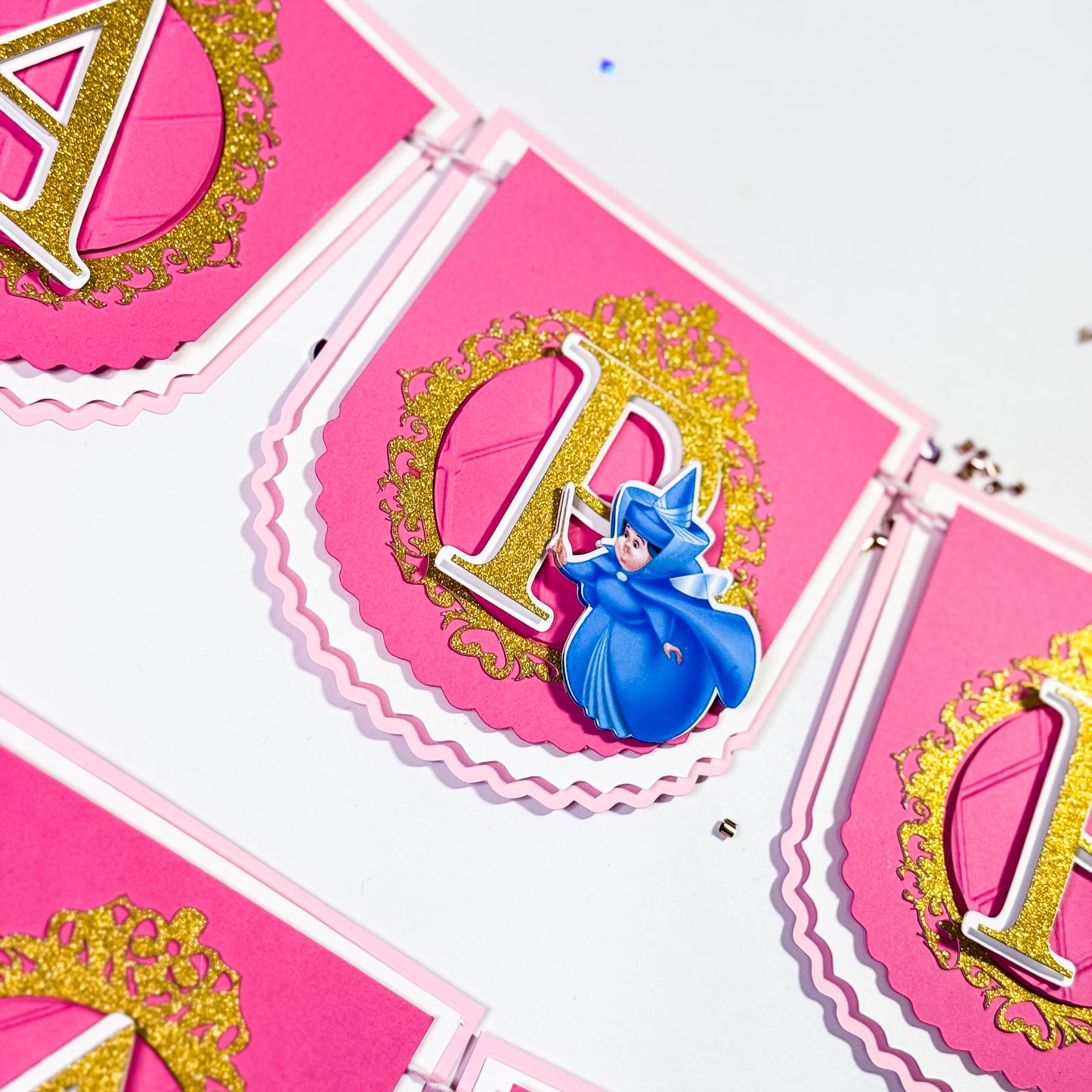 Sleeping Beauty Birthday Banner – Pink & Gold Princess Party Garland