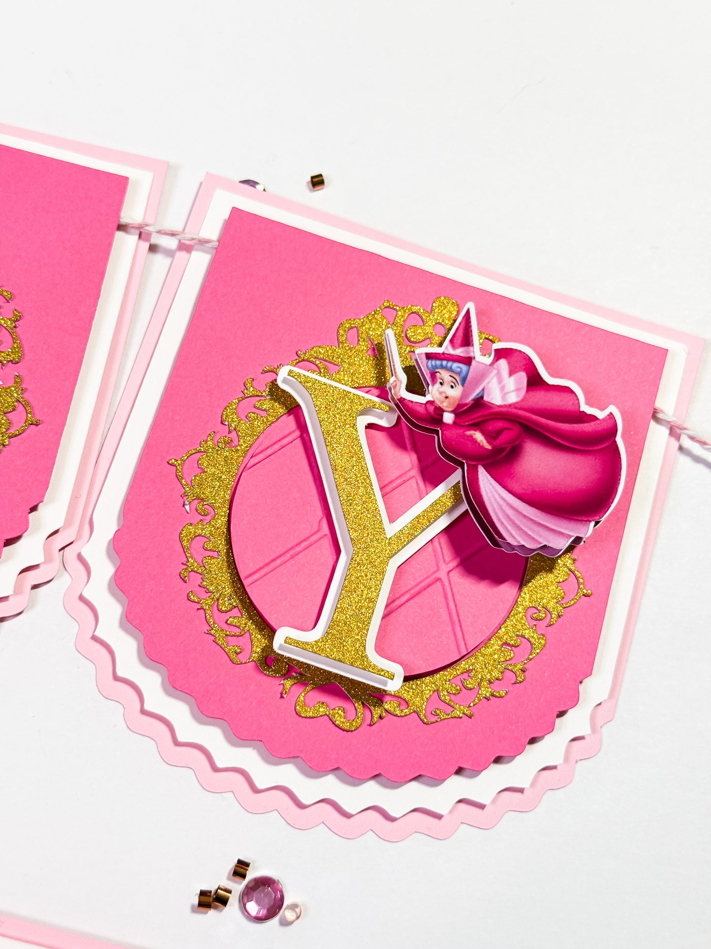 Sleeping Beauty Birthday Banner – Pink & Gold Princess Party Garland