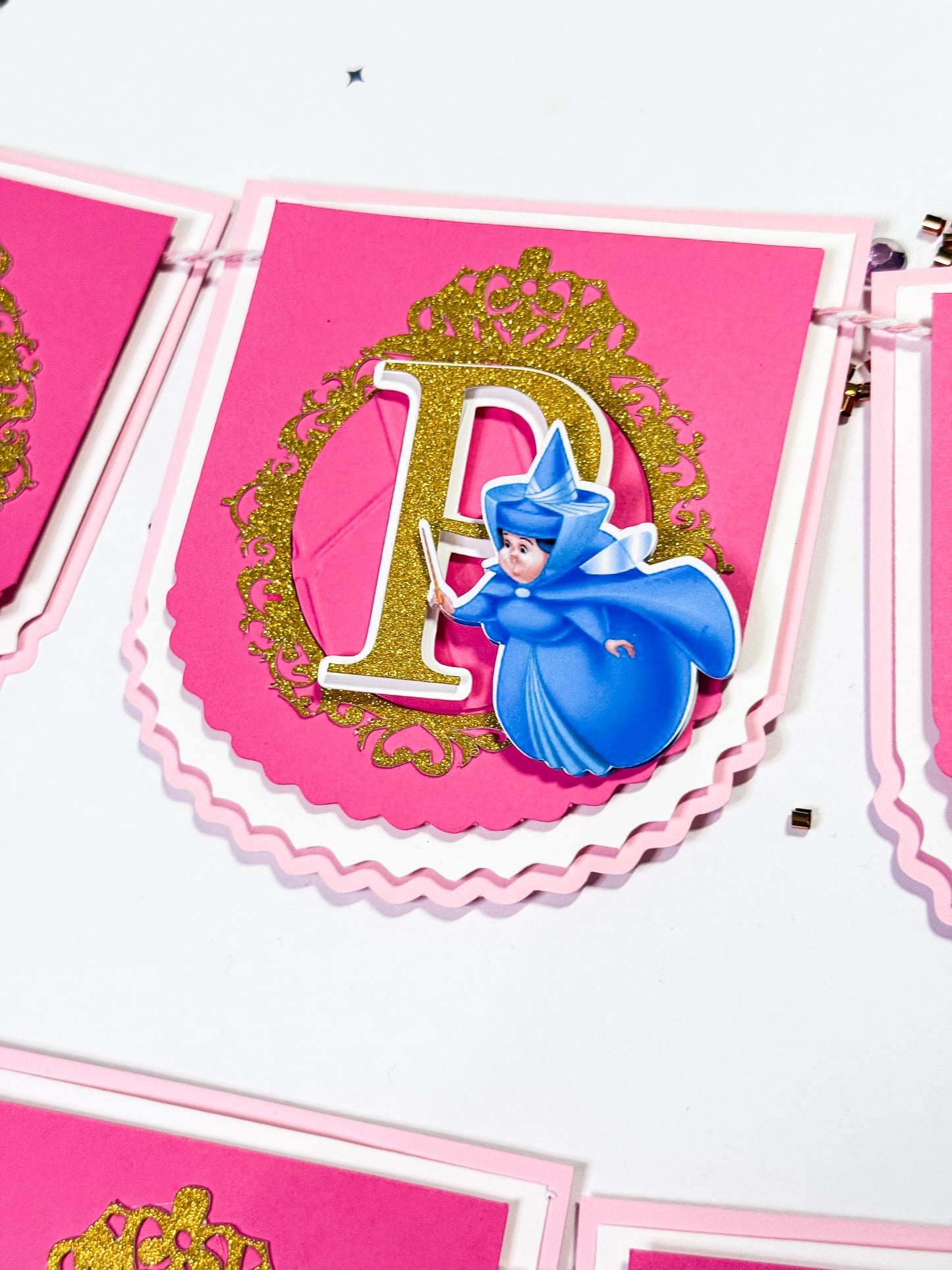 Sleeping Beauty Birthday Banner – Pink & Gold Princess Party Garland