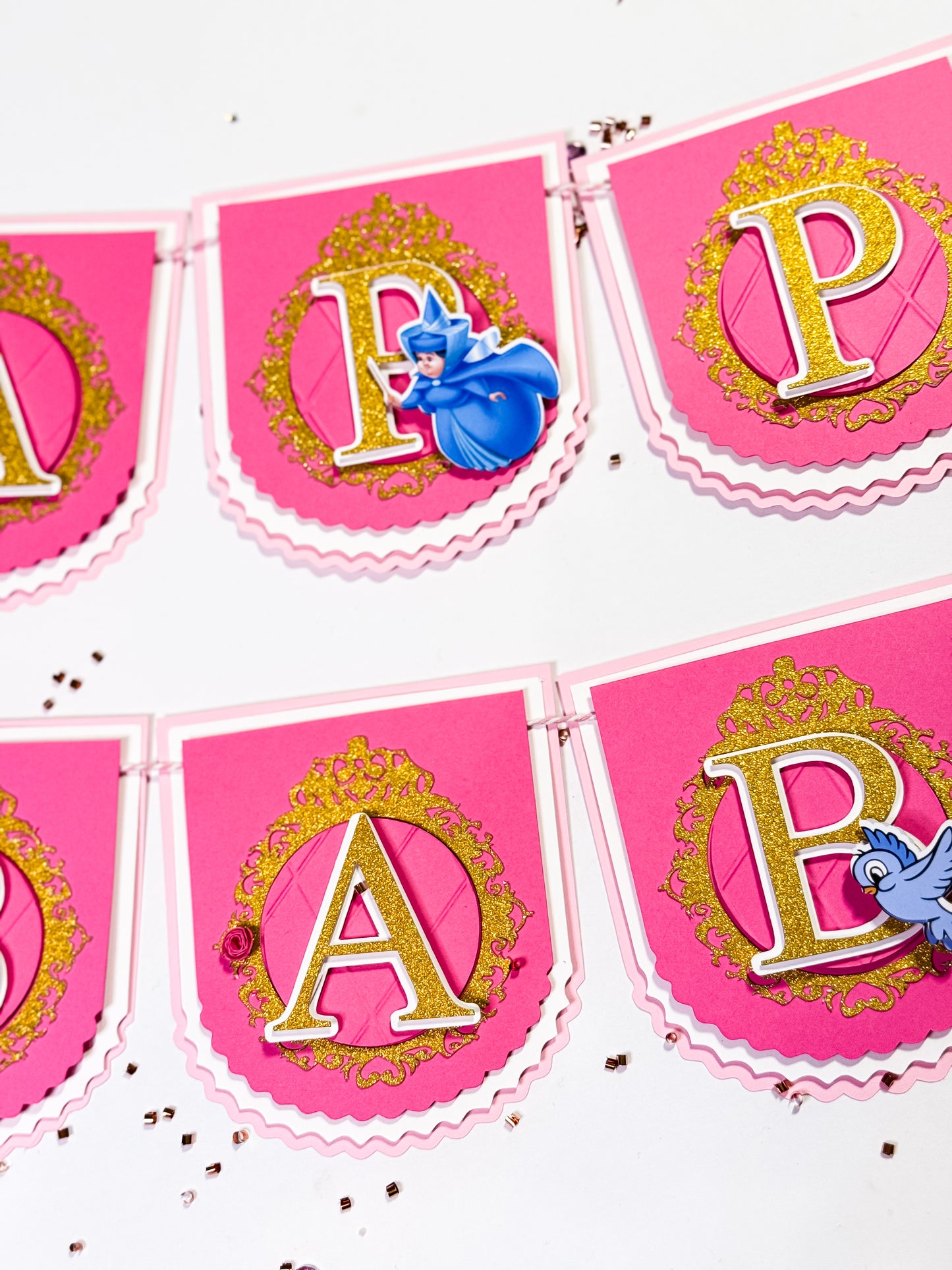 Sleeping Beauty Birthday Banner – Pink & Gold Princess Party Garland