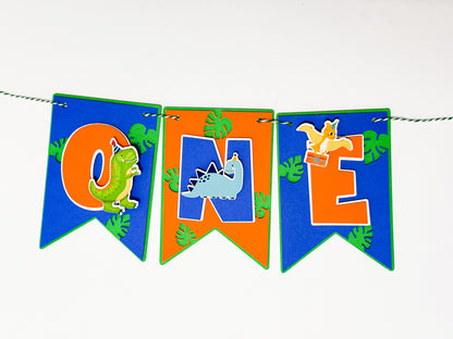 Dinosaur First Birthday Banner | One-A-Saurus High Chair Decor
