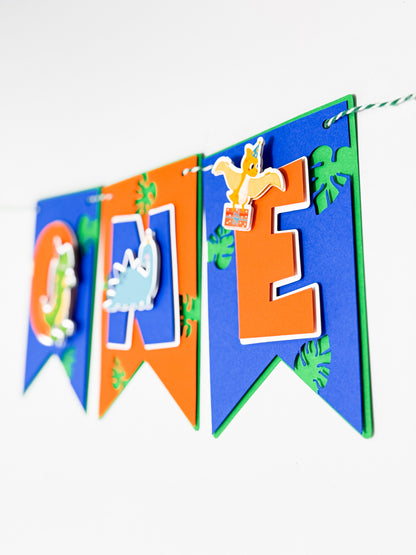 Dinosaur First Birthday Banner | One-A-Saurus High Chair Decor