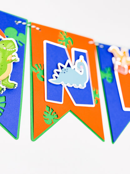 Dinosaur First Birthday Banner | One-A-Saurus High Chair Decor