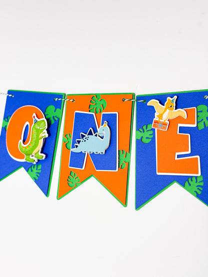 Dinosaur First Birthday Banner | One-A-Saurus High Chair Decor