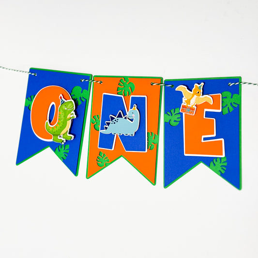 Dinosaur First Birthday Banner | One-A-Saurus High Chair Decor