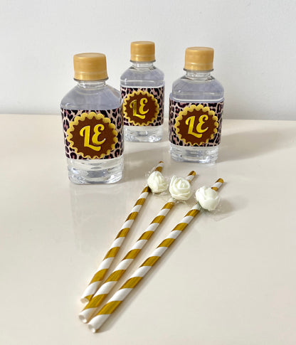 Leopard Print Water Bottle Labels + Straws – Jungle Party Accessory